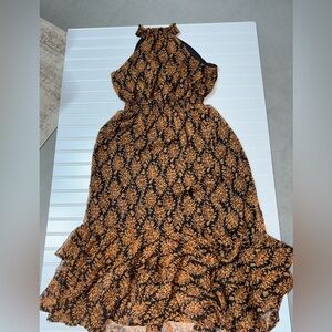 MINKPINK Black and Rust Floral Maxi Dress